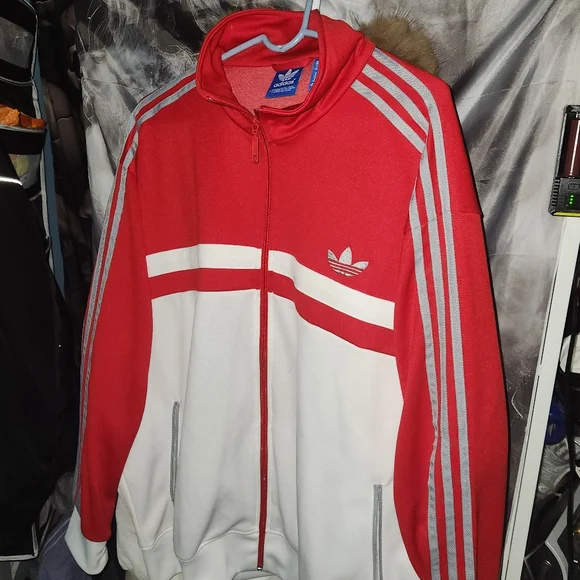 Very Rare Vintage Adidas Bb Red and White Firebird Windbreaker New Cond.Mens 2XL - Picture 10 of 10